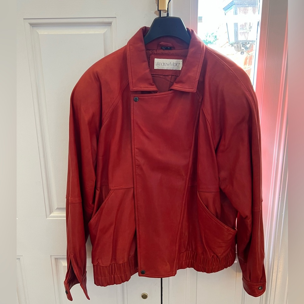 Andrew Marc Soft Genuine RED Leather Jacket Vintage Men’s XL EUC